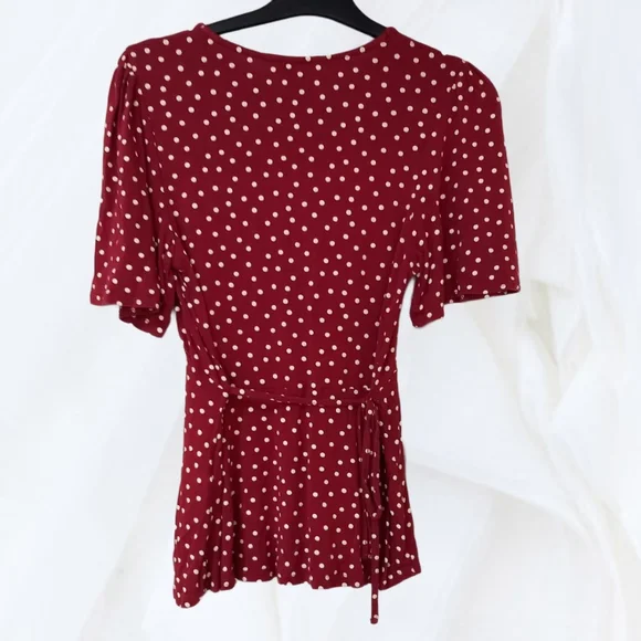 New look ladies brown white spotty top size 8 - Picture 2 of 3